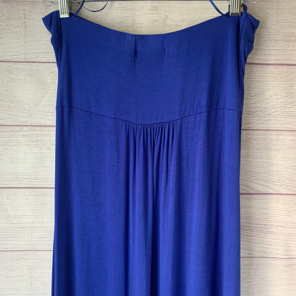 Design History Royal Blue Strapless Maxi Dress Wood Beaded Neckline Size Missy M - Picture 12 of 14